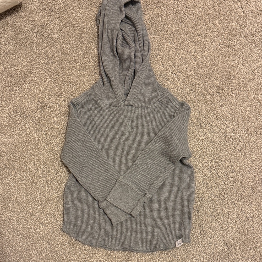 Light Gray Hooded Waffle Knit Pullover